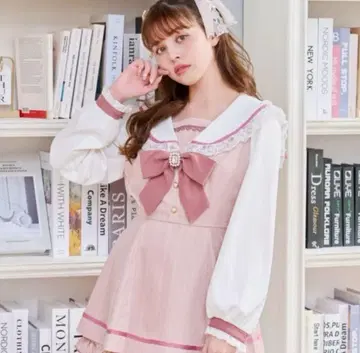 리즈리사 세일러 카라 리본 포함 핑크 셋업
