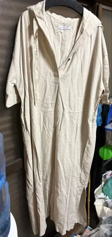 etre tokyo 후드 부착 베이지 롱 원피스