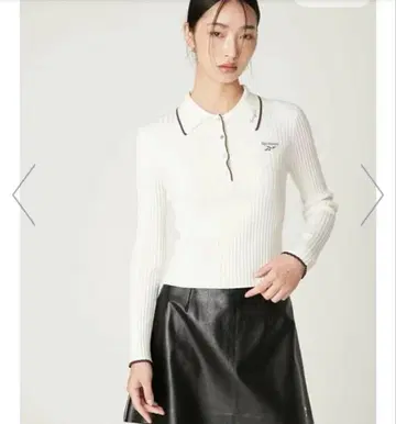 [ FRAY ID ] 라메 리브 폴로 칼라 니트 WHT 컬러