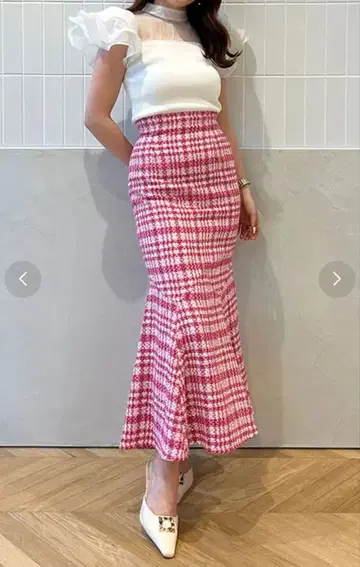 eimy istoire 스프링 트위드 머메이드 스커트 PINK