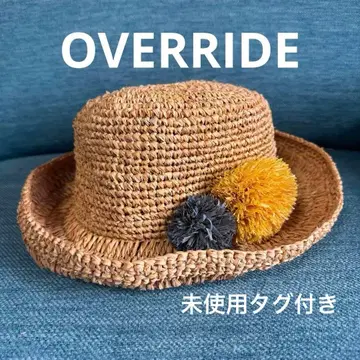 미사용 택 포함 OVERRIDE 오버라이드 베이지 라피아햇
