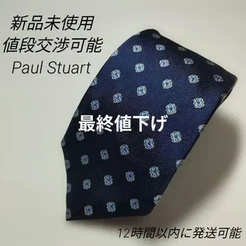 [미사용 새상품] Paul Stuart 네이비 꽃무늬 넥타이