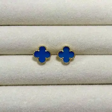 블루 마노 클로버 네잎 귀걸이 YG