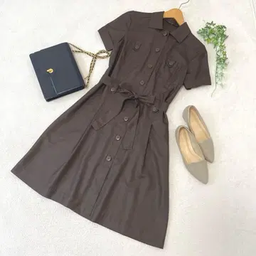 23구 셔츠 원피스 벨트 브라운 시어 M 사이즈