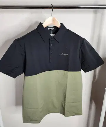 miki HOUSE 블랙/올리브 피케 셔츠 L 일본제