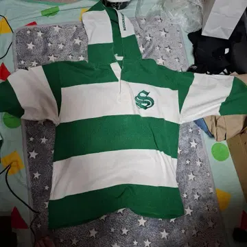 BARBARIAN 후드 부착 피케 셔츠 XL 그린/화이트