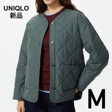 [택 포함 새상품] UNIQLO 퍼프 테크 노카라 자켓 올리브 M