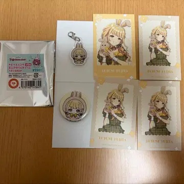 후지타 코토네 미니 포토 카드 x 4 미니 아크릴 참 특전 미니 캔뱃지