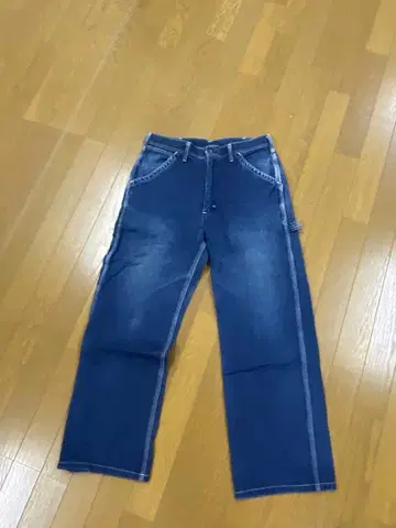 스테디셀러 Lee 자수 로고 와이드 데님 페인터 팬츠 청바지