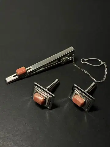 와코 WAKO 순은 850 커프스 넥타이핀 세트 실버 남성 액세서리