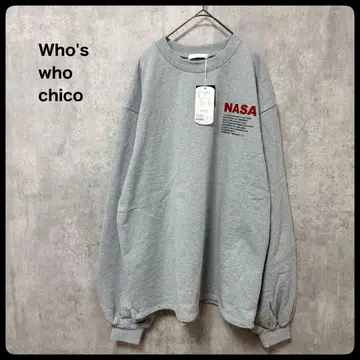 미사용 Who's who chico NASA 소매 프린트 롱T/루즈 롱T
