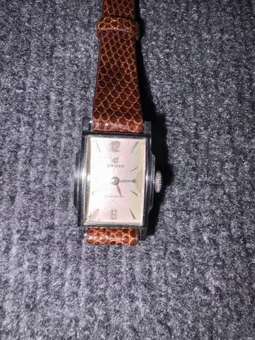 CITIZEN 수동 와인딩 아날로그 시계 브라운 가죽