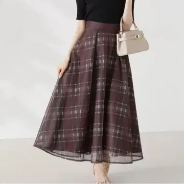 프로포션 바디 드레싱 메쉬 체크 스커트