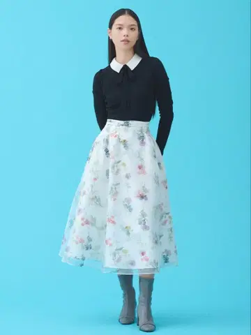 신상 CELFORD 꽃무늬 스커트 벨트 포함 스나이델 프레이 아이디