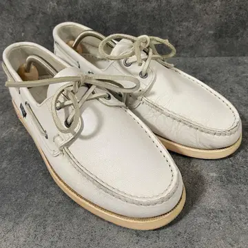 [ 새상품급 ] 파라부트 바스 모카신 쿠즈만 데크 슈즈 화이트 가죽 7