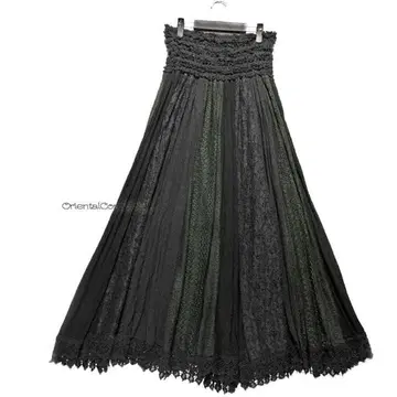 레이스 절개 후드 부착 피쉬테일 맥시 길이 플레어 원피스B