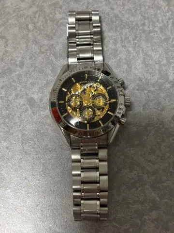 brookiana 자동 와인딩 시계 스켈레톤 다이얼 실버/골드