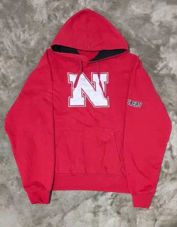 레드 N 로고 후드 부착 후드티