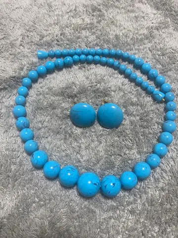 터콰이즈 목걸이 + 터콰이즈 귀찌 세트 터키석 블루