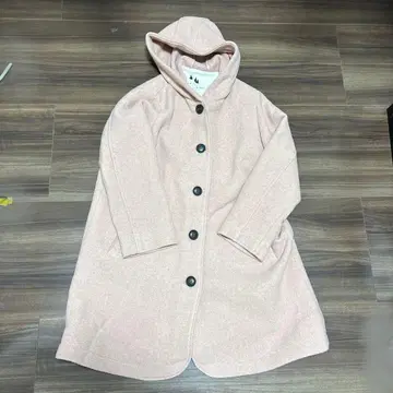 [새상품] Samansa Mos2 후드 부착 핑크 롱 코트