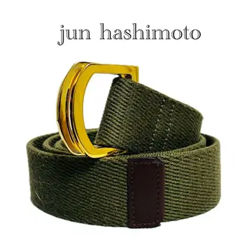 [ 새상품급 ] 하시모토 준 더블 링 버클 벨트 카키 골드