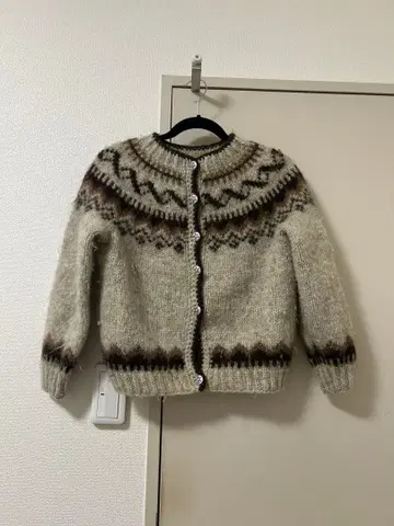 페어아일 패턴 울 혼방 가디건