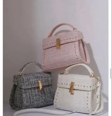 CELFORD 셀포드 트위드 비쥬 스터드 미니백 아이보리