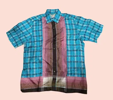 [레어] DRIES VAN NOTEN 라이카 시기 실크 체크 반팔 셔츠