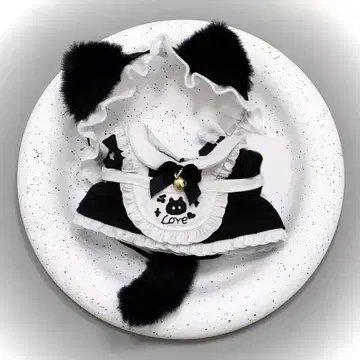 10cm 봉제 인형 의류 고양이 귀 메이드 드레스 목화 인형