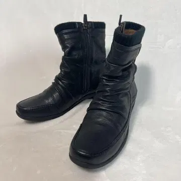 REGAL 리갈 22cm 숏부츠 블랙 가죽 주름 가공