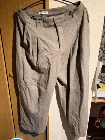 XXL 베이지 유니클로 코토니에 브러쉬드 저지 턱 와이드 팬츠