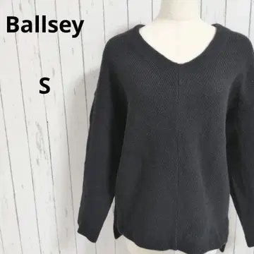 보르지 긴팔 니트 스웨터 두꺼운 원단 V넥 울 혼방 S 블랙 일본제