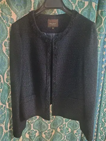 Demi-Luxe 트위드 노카라 자켓 네이비 38