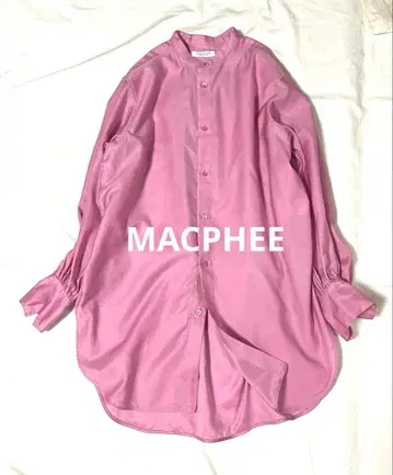 맥피 코튼 몰스킨 밴드 카라 튜닉 셔츠 핑크