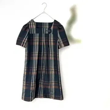 벨메종 체크 원피스 스퀘어 넥 디자인 반팔 M 클래식