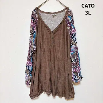 CATO 에스닉 패턴 절개 튜닉 여성용 3L 루즈핏 원피스