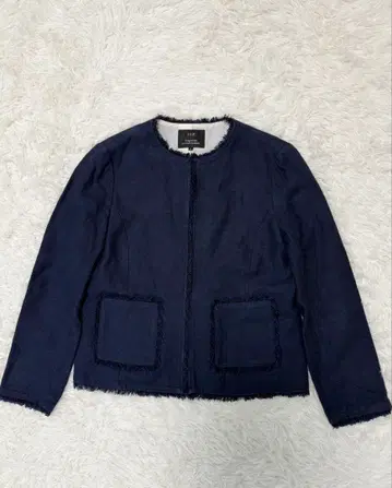 23구 노카라 자켓 트위드 프린지 헴프 린넨