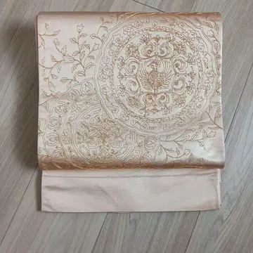 미사용품 후쿠로 오비 인바쿠 교우리 호오 꽃 사라사 무늬 자수 순수 실크