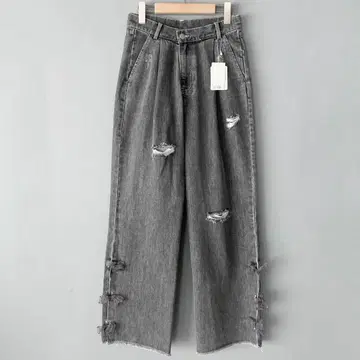 Willfully 사이드 리본 데님 팬츠 위르플리 블랙 블랙 M