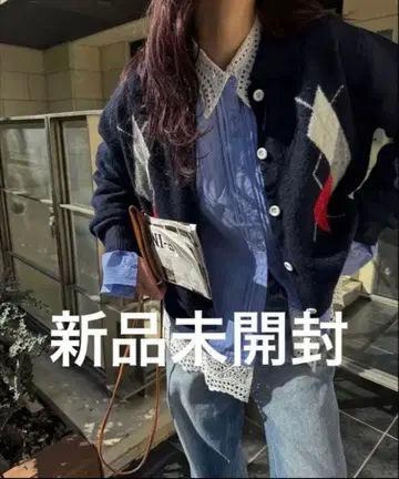 [ 미개봉 새상품 ] willfully 아가일 니트 가디건