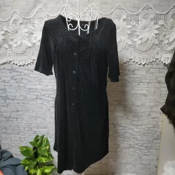 [ EASTBOY ] 여성용 미니 원피스 도트 무늬 블랙 11호 M