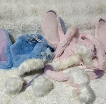 상하이 디즈니 스티치 엔젤 팬캡 퍼 모자 꽁지 새상품