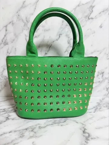 AROSTN 스터드 장식 그린 핸드백