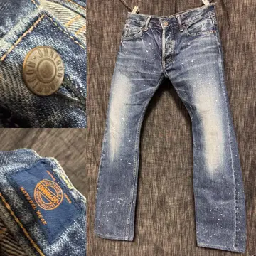 OMNIGOD 페인트 데님 청바지 일본제 코지마 데님 스트레이트