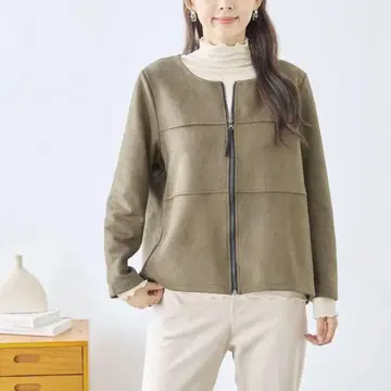 새상품 페이크 스웨이드 노카라 자켓