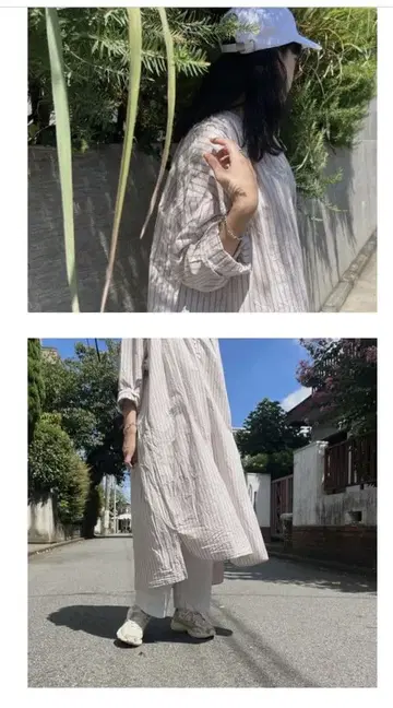 발송 4/6 이후 nestrobe 코튼 린넨 스트라이프 스모크 드레스