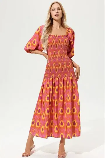 Zara 인도 면 빅 슬리브 오프숄더 원피스 미사용 새상품 S