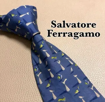 살바토레 페라가모 넥타이 스트라이프 도트 체크 블루 파란색