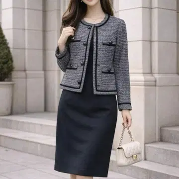 QUEENS COURT 트위드풍 자켓 S 노카라 세레모니