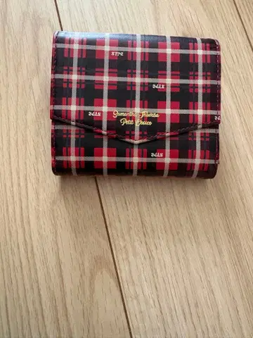 사만다 타바사 체크 무늬 접이식 지갑